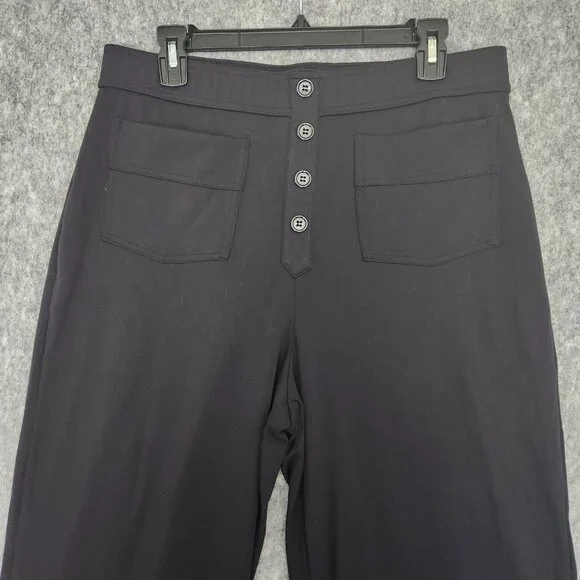 Halara High Waisted Button Pockets Wide Leg Casual Pants Women's XL Black Gym - Picture 4 of 11